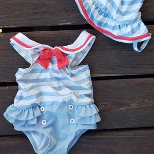 Nautical Gymboree 12-18M Bathing Suit and Hat Set